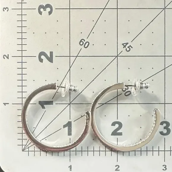 Swarovski Swan silver tone clear Austrian crystals hoop hoops post earrings - Picture 8 of 8